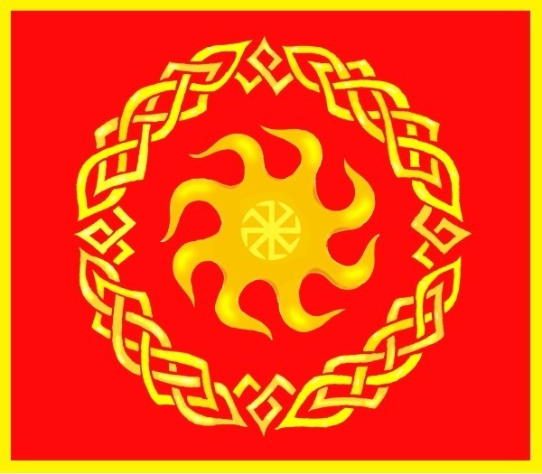 Флаг большой, Флаг Коловрат, Славянский, 135х90 см, Полиэфирный шелк - купить Фл