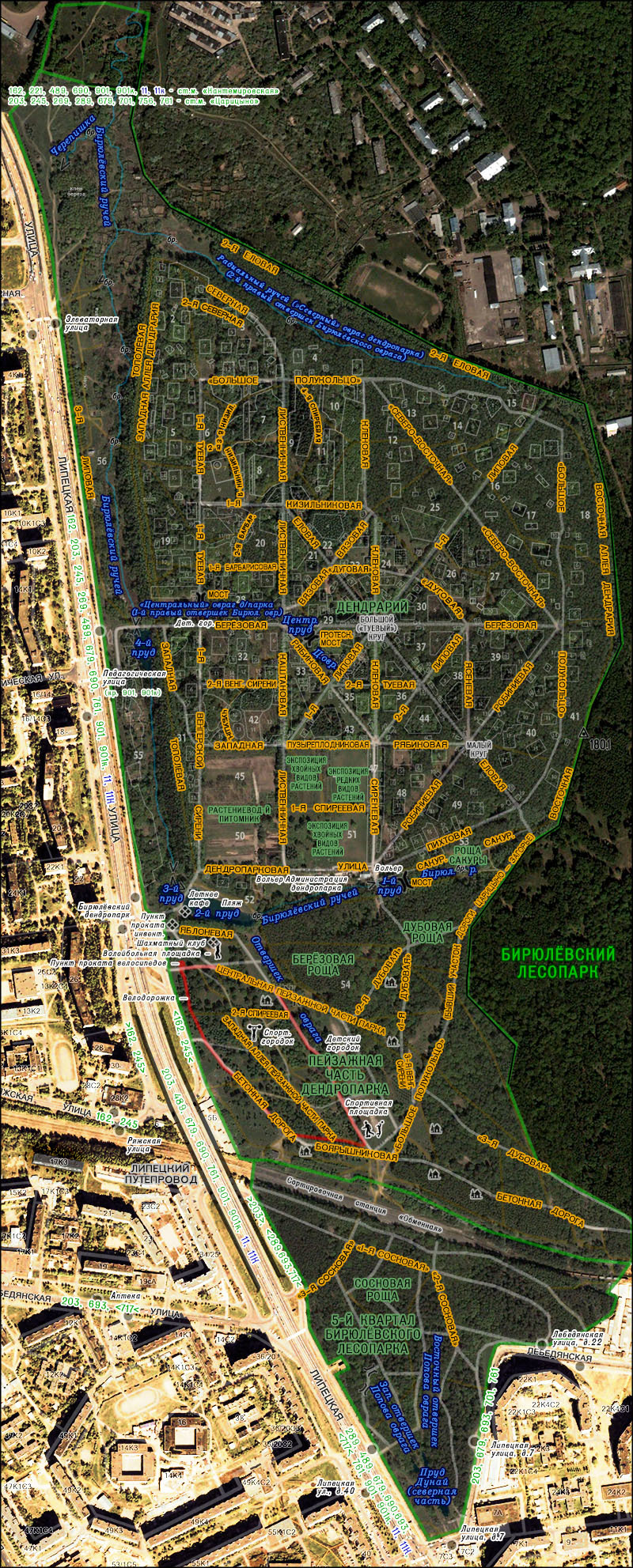 Бирюлевский дендропарк карта